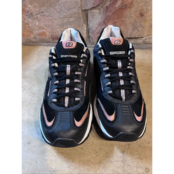 Skechers Sport Women's Size 10 Lace Up Sneakers Black & Pink #11065 - Picture 3 of 11